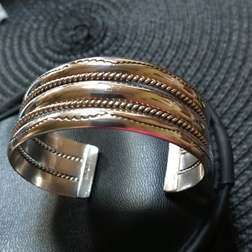 5 Band Vintage Sterling Cuff Bracelet